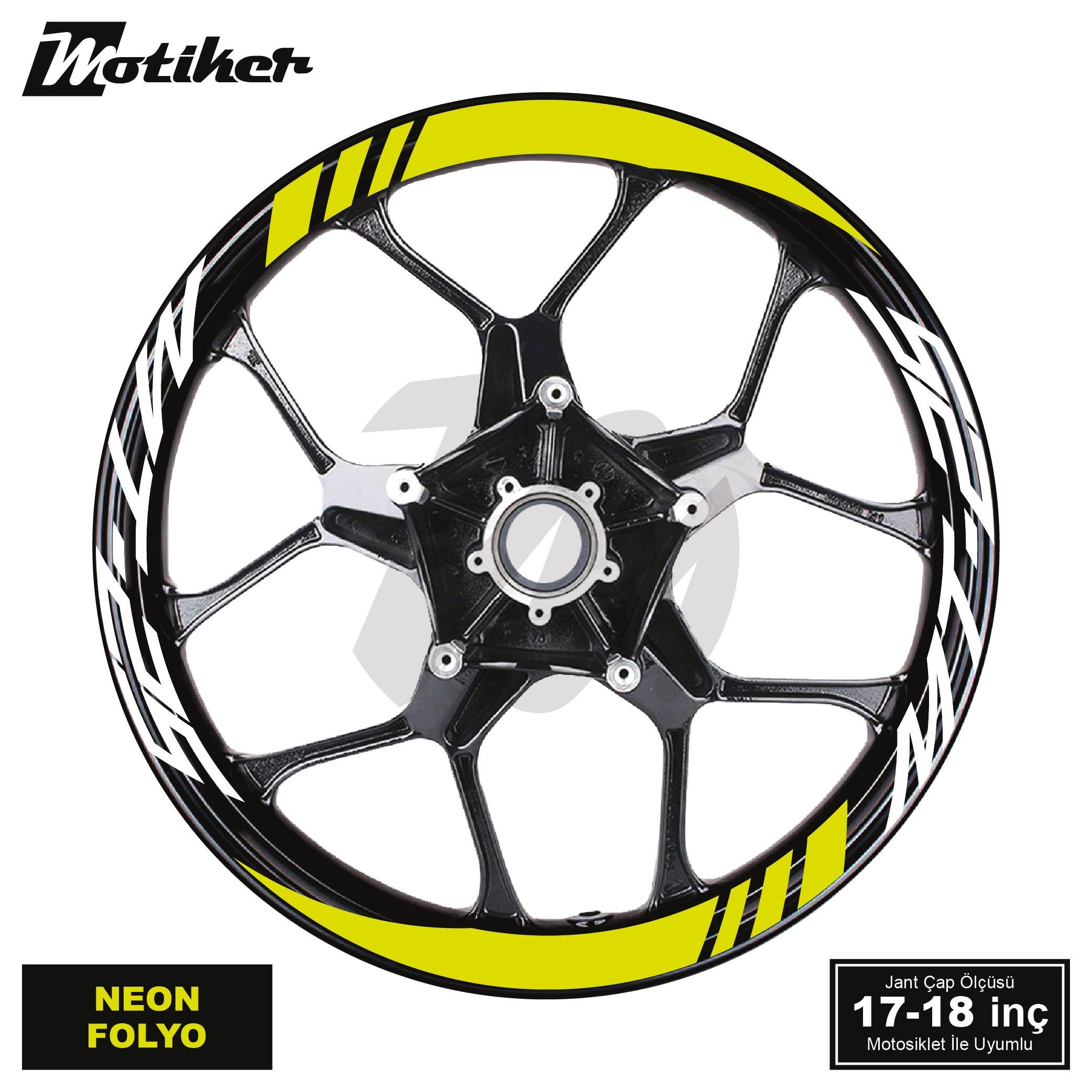 MT-25Yamaha MT-25 Geniş Jant Sticker Modeli 16'lı Neon Sarı Beyaz