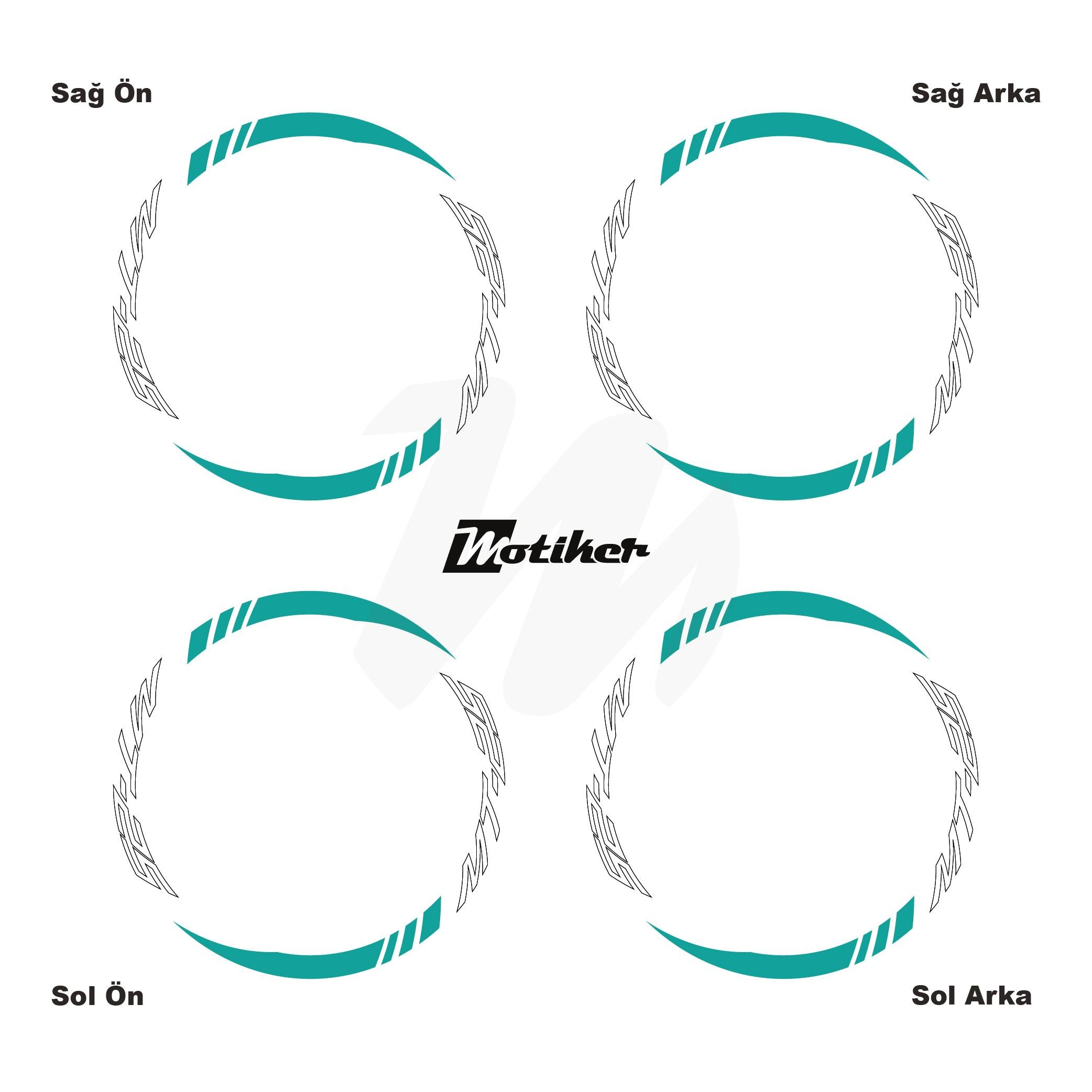 MT-25Yamaha MT-25 Geniş Jant Sticker Modeli 16'lı Turkuaz