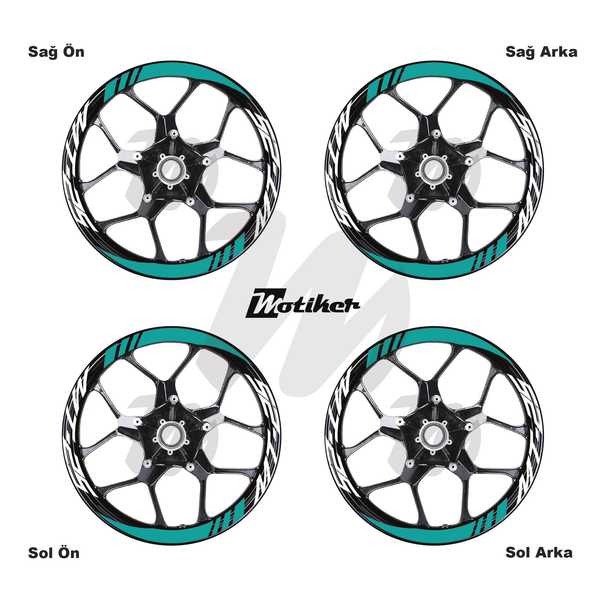 MT-25Yamaha MT-25 Geniş Jant Sticker Modeli 16'lı Turkuaz