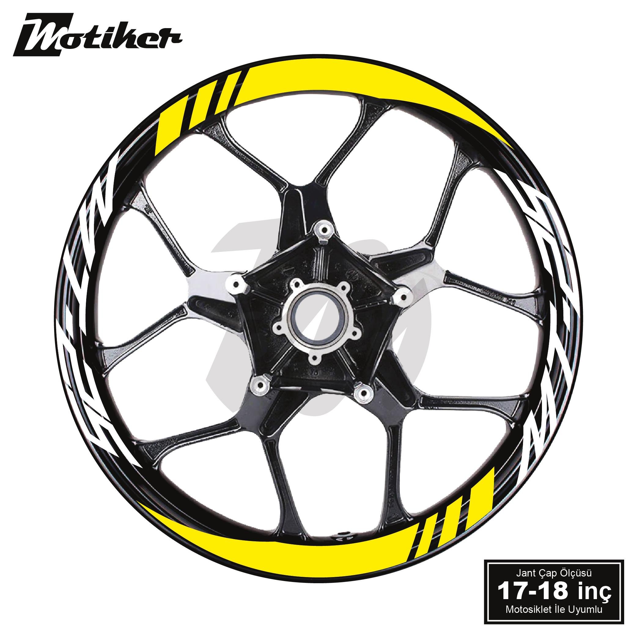 MT-25Yamaha MT-25 Geniş Jant Sticker Modeli 16'lı Sarı Beyaz
