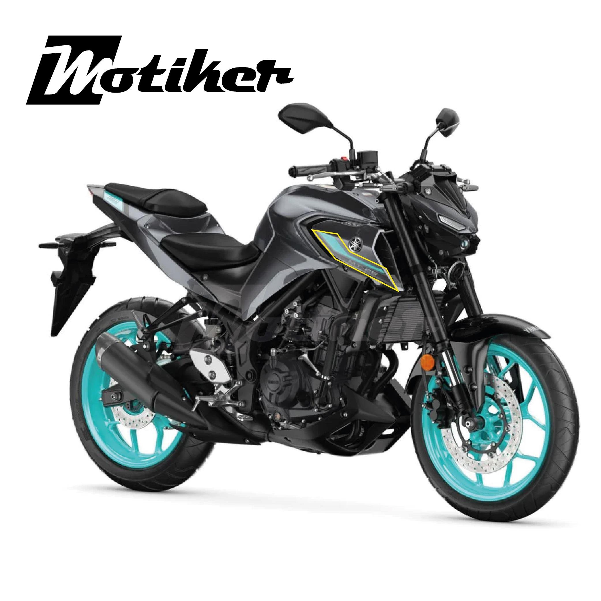 MT-25Yamaha MT-25 Orjinal Tasarım Sticker Etiket Modeli  Turkuaz Koyu Gri 