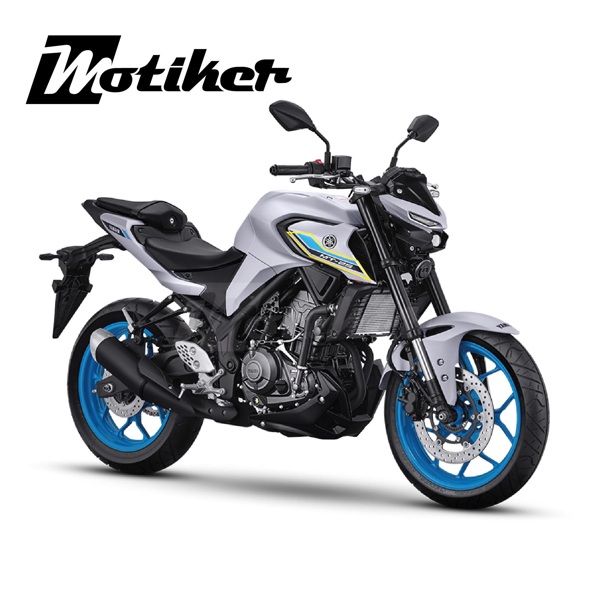 MT-25Yamaha MT-25 Yan Grenaj Orjinal Tasarım Sticker Etiket Modeli Açık Mavi Siyah 2019-2025
