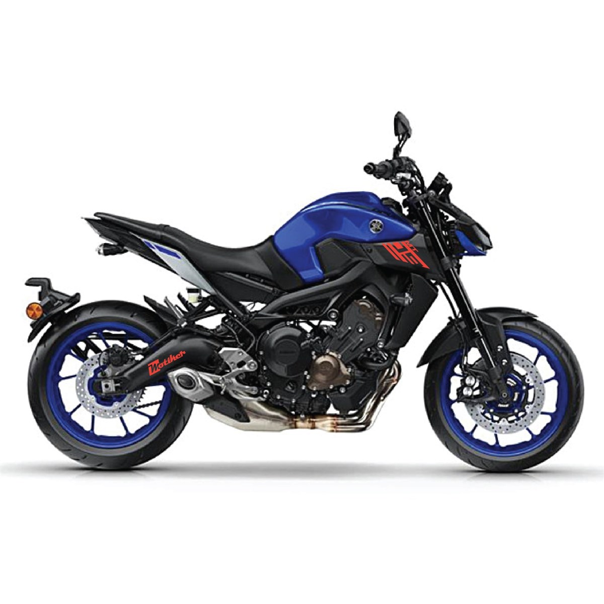 Yamaha MT09 Yan Ön Grenaj Desenli Yazılı Sticker Etiket Modeli 