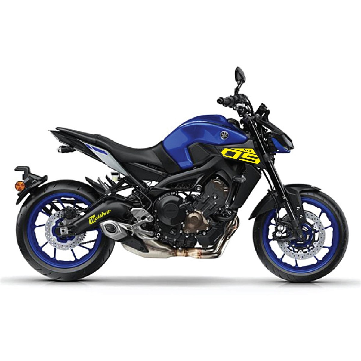 Yamaha MT09 Yan Ön Grenaj Neon Sarı Sticker Etiket Modeli 2