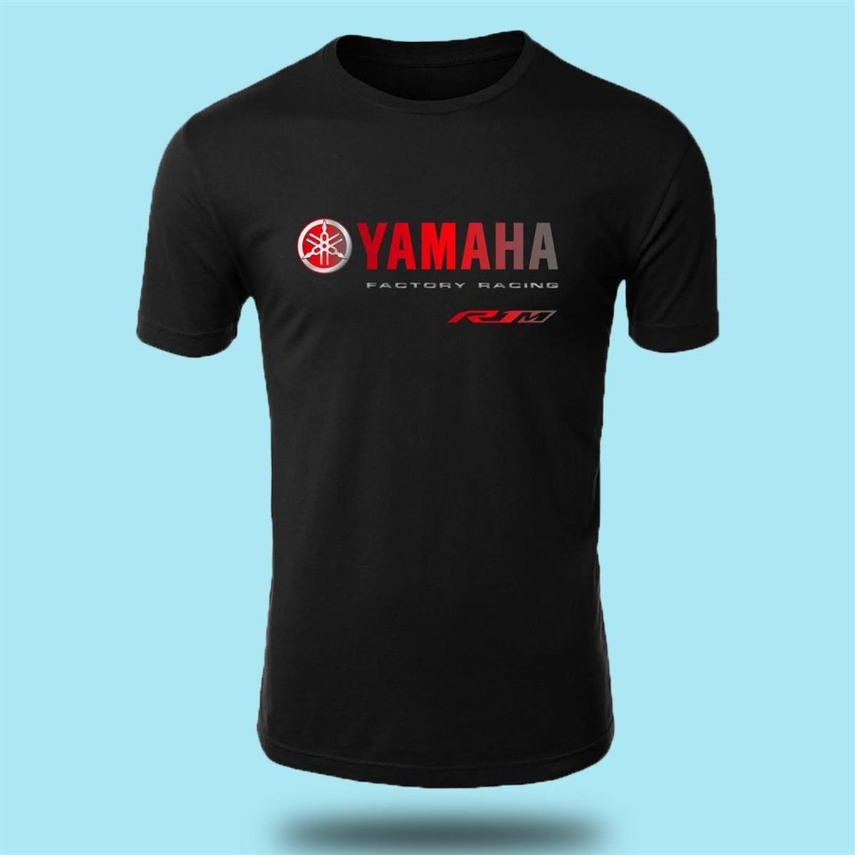 Yamaha R1 Factory Racing Siyah Baskı Logo Tshirt Modeli
