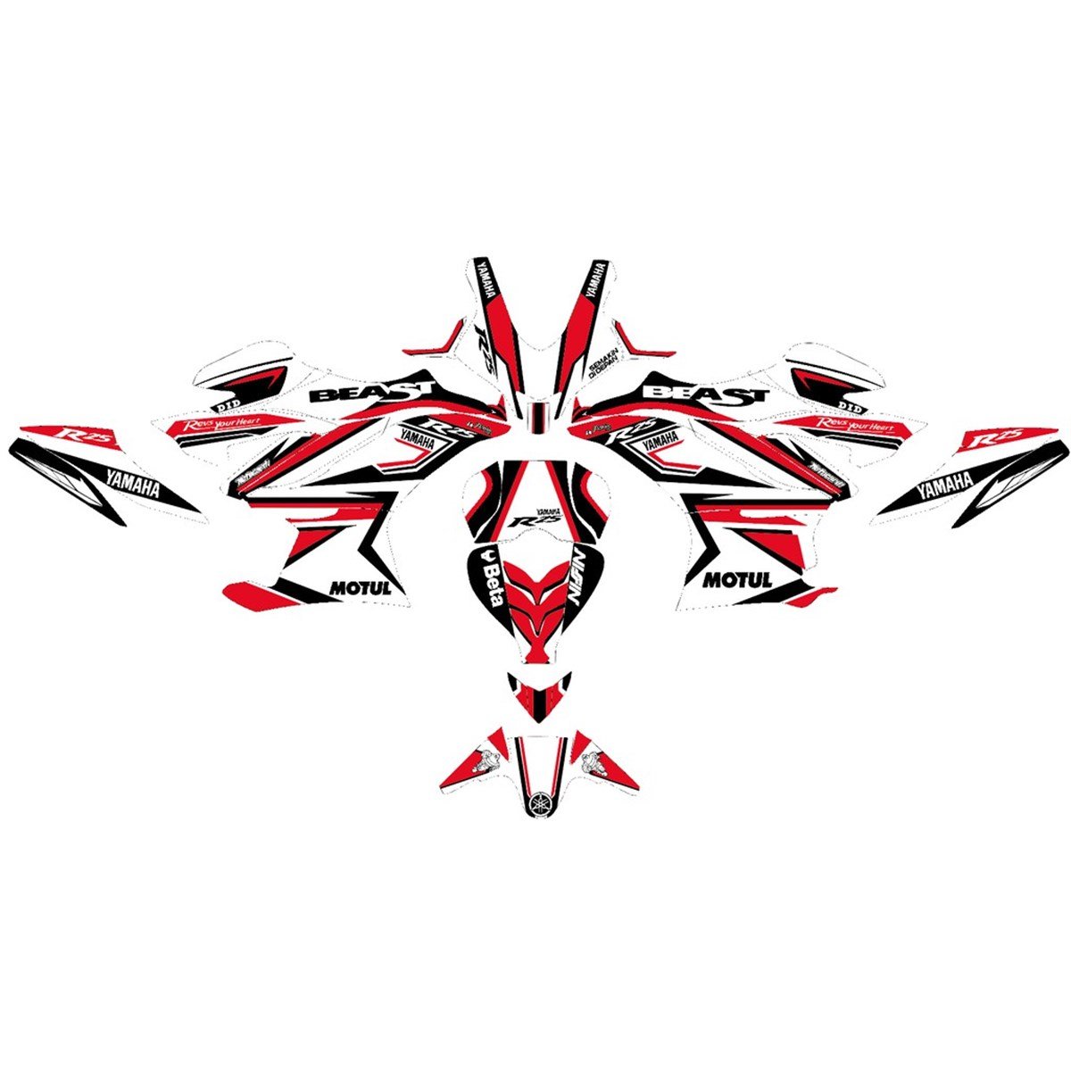 Yamaha R25 Desenli Sticker Etiket Modeli