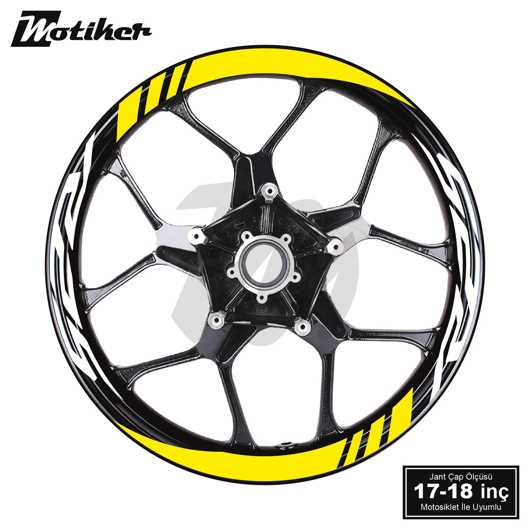 R25Yamaha R25 Geniş Jant Sticker Modeli 16'lı Sarı Beyaz
