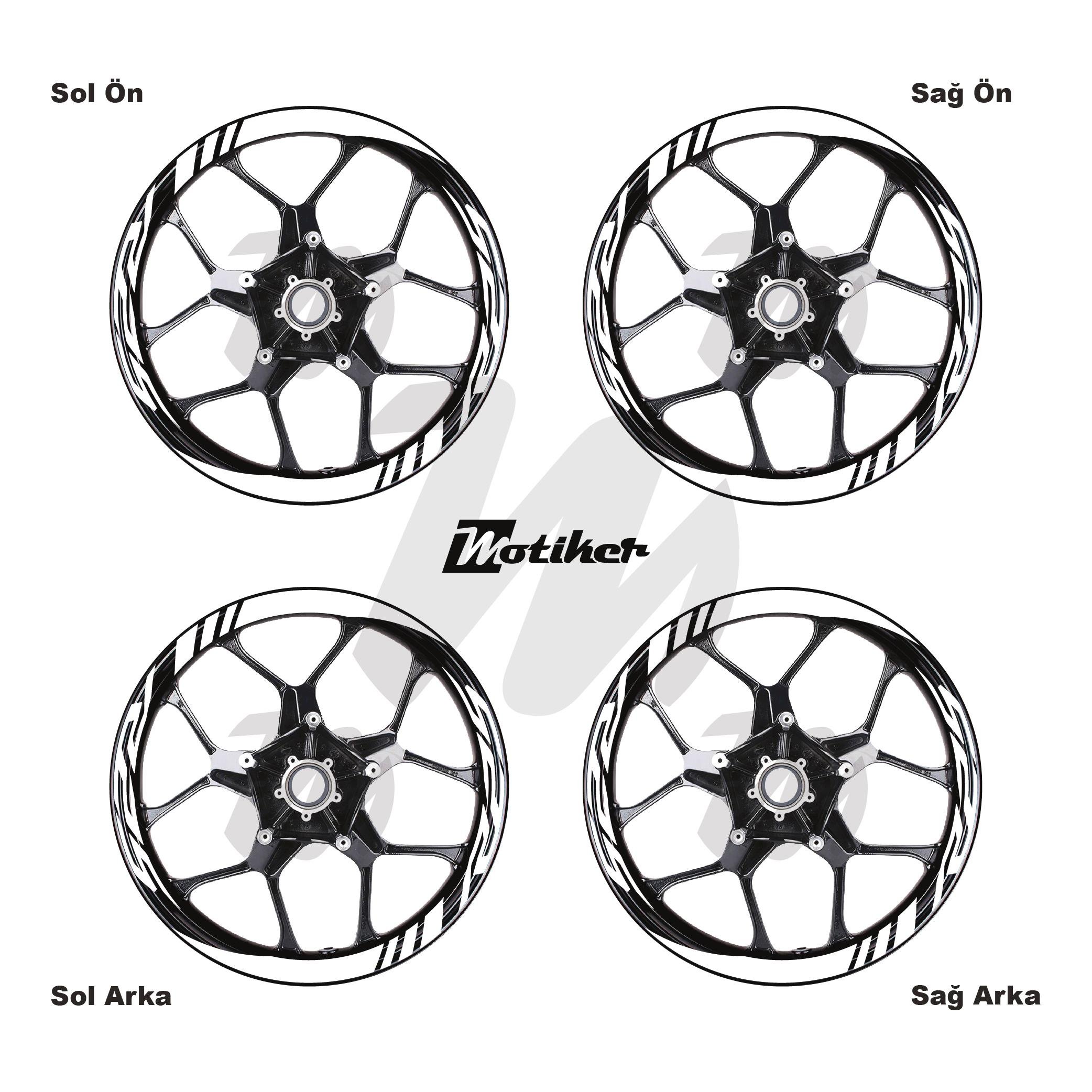 R25Yamaha R25 Geniş Jant Sticker Modeli 16'lı Beyaz