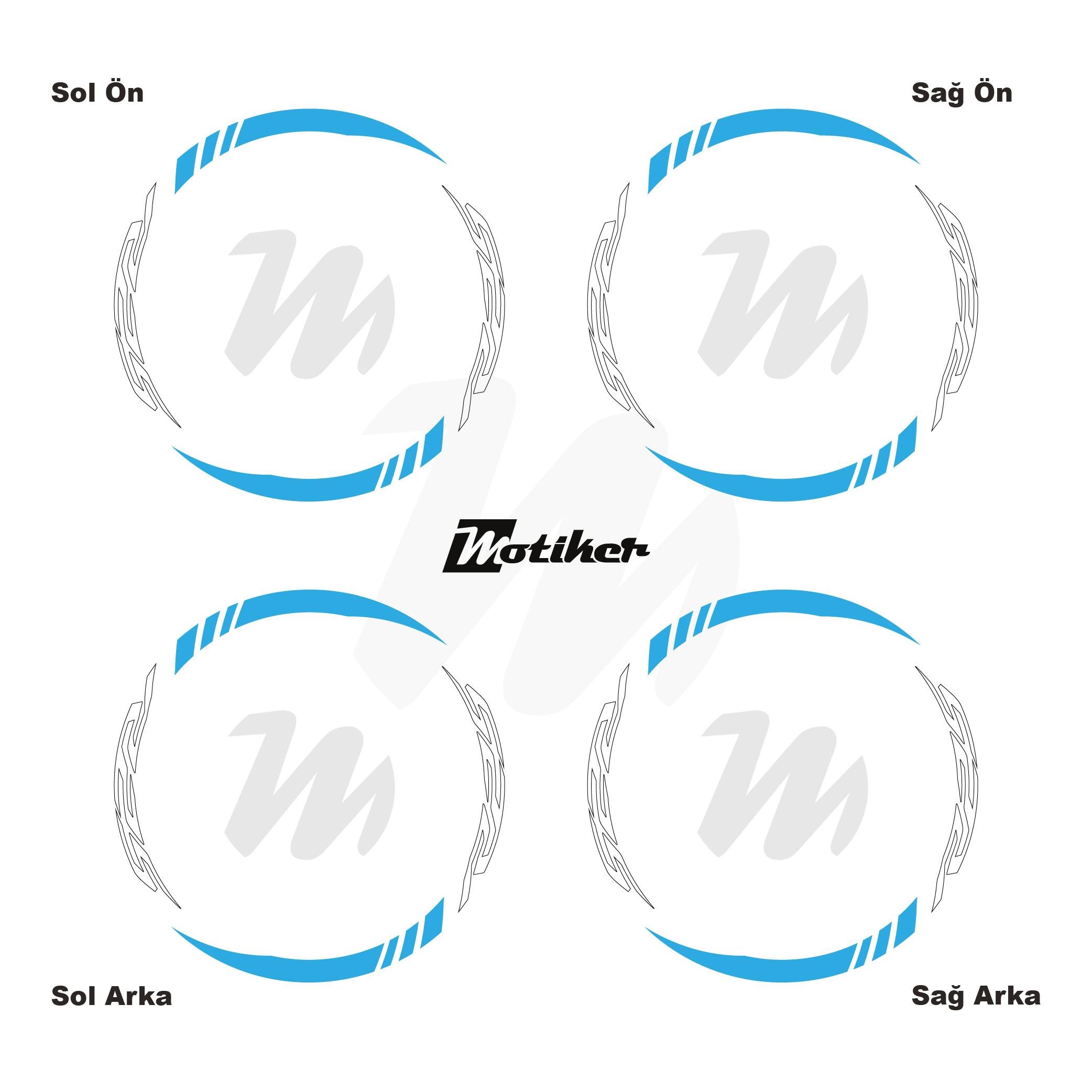 R25Yamaha R25 Geniş Jant Sticker Modeli 16'lı Açık Mavi Beyaz