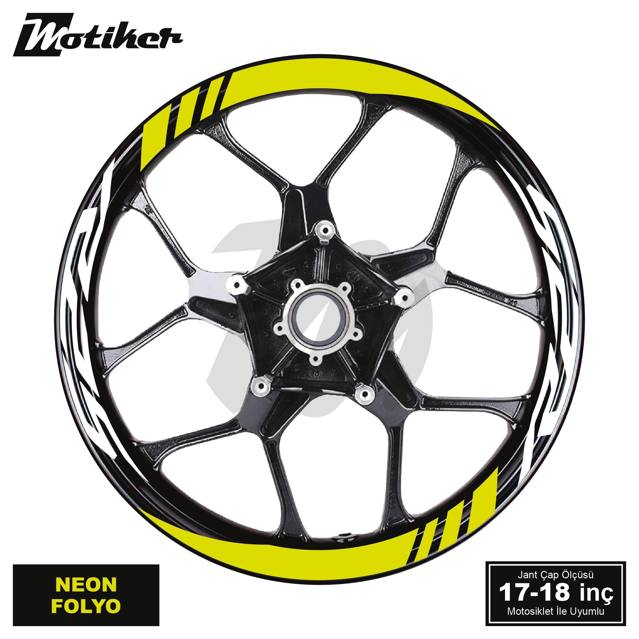 R25Yamaha R25 Geniş Jant Sticker Modeli 16'lı Neon Sarı Beyaz
