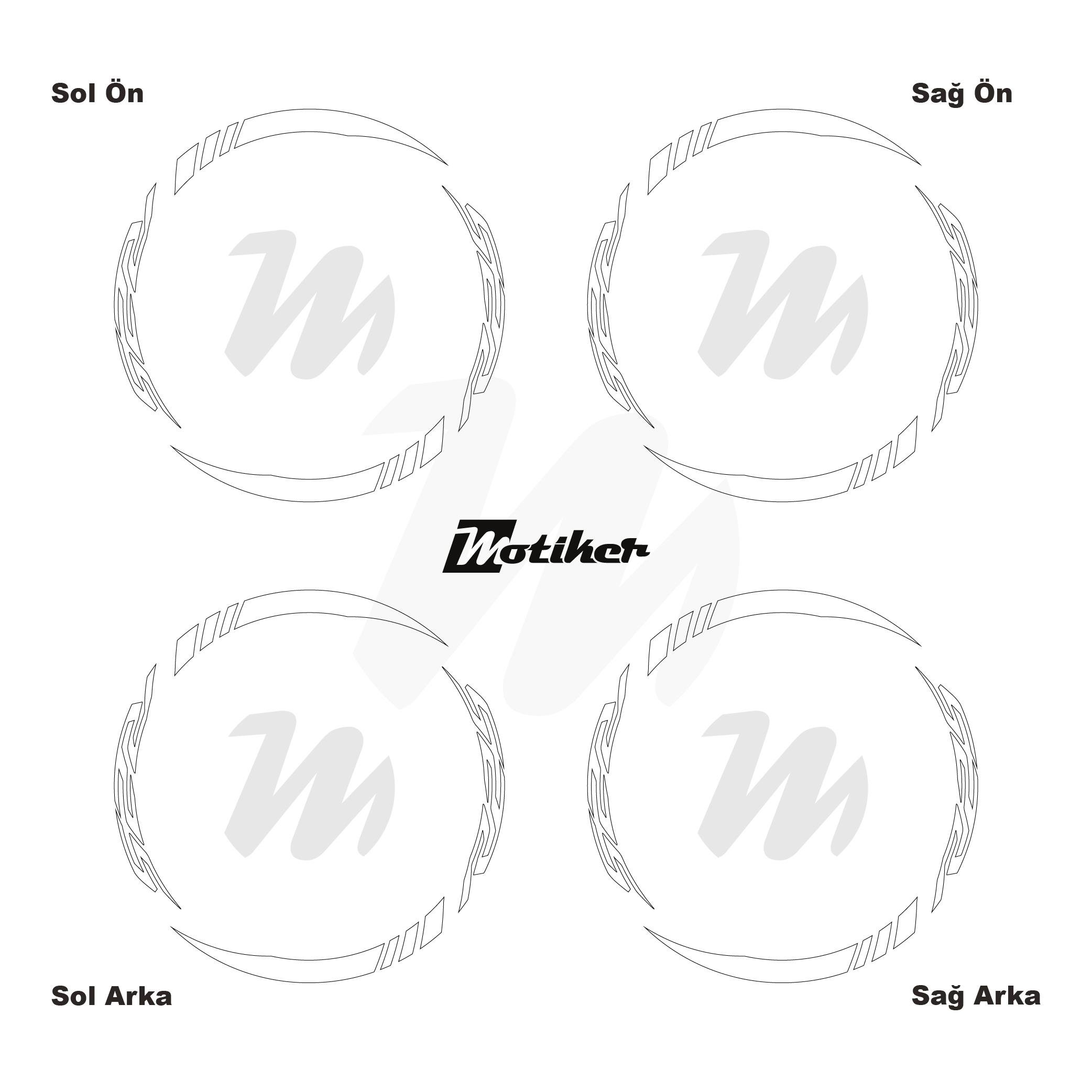 R25Yamaha R25 Geniş Jant Sticker Modeli 16'lı Beyaz