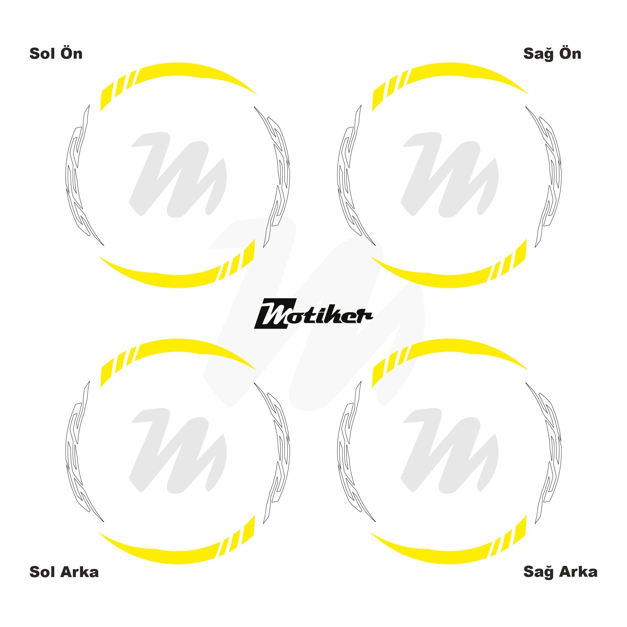 R25Yamaha R25 Geniş Jant Sticker Modeli 16'lı Sarı Beyaz