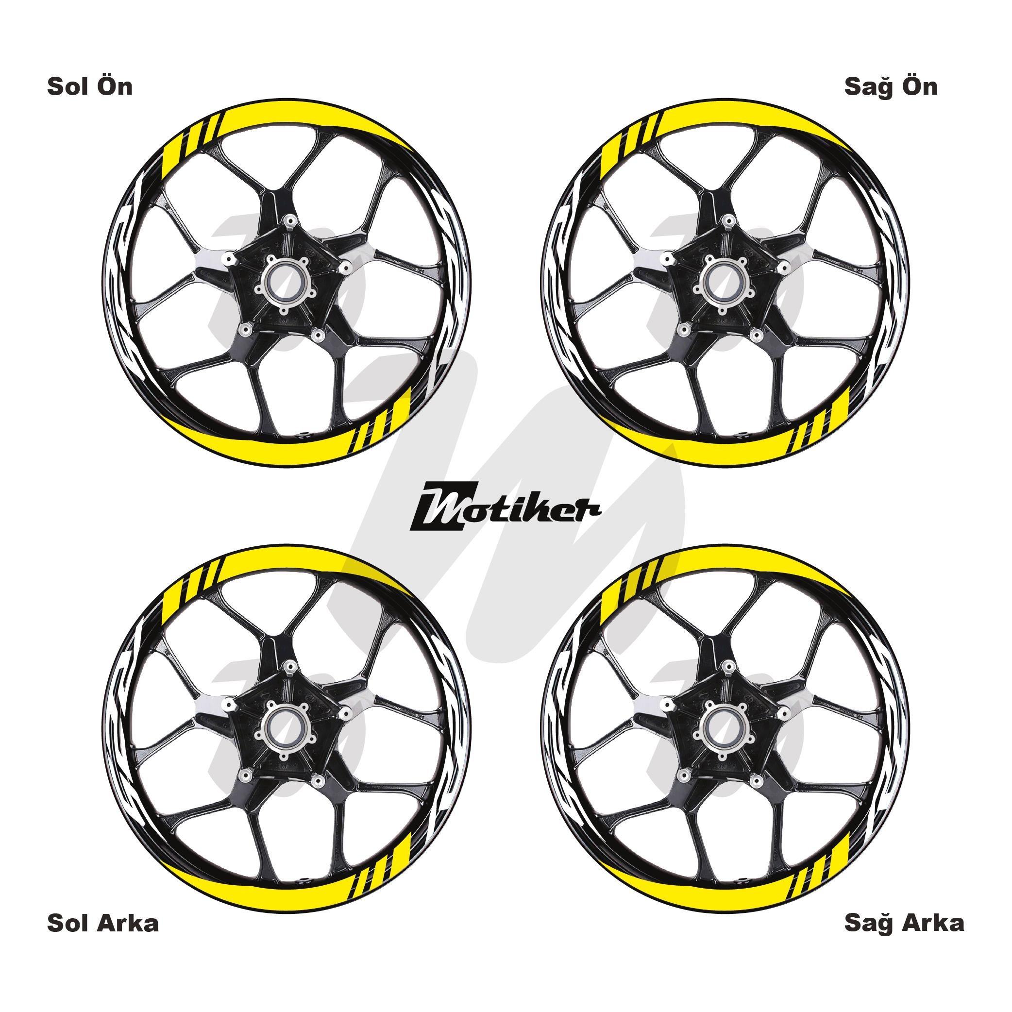 R25Yamaha R25 Geniş Jant Sticker Modeli 16'lı Sarı Beyaz