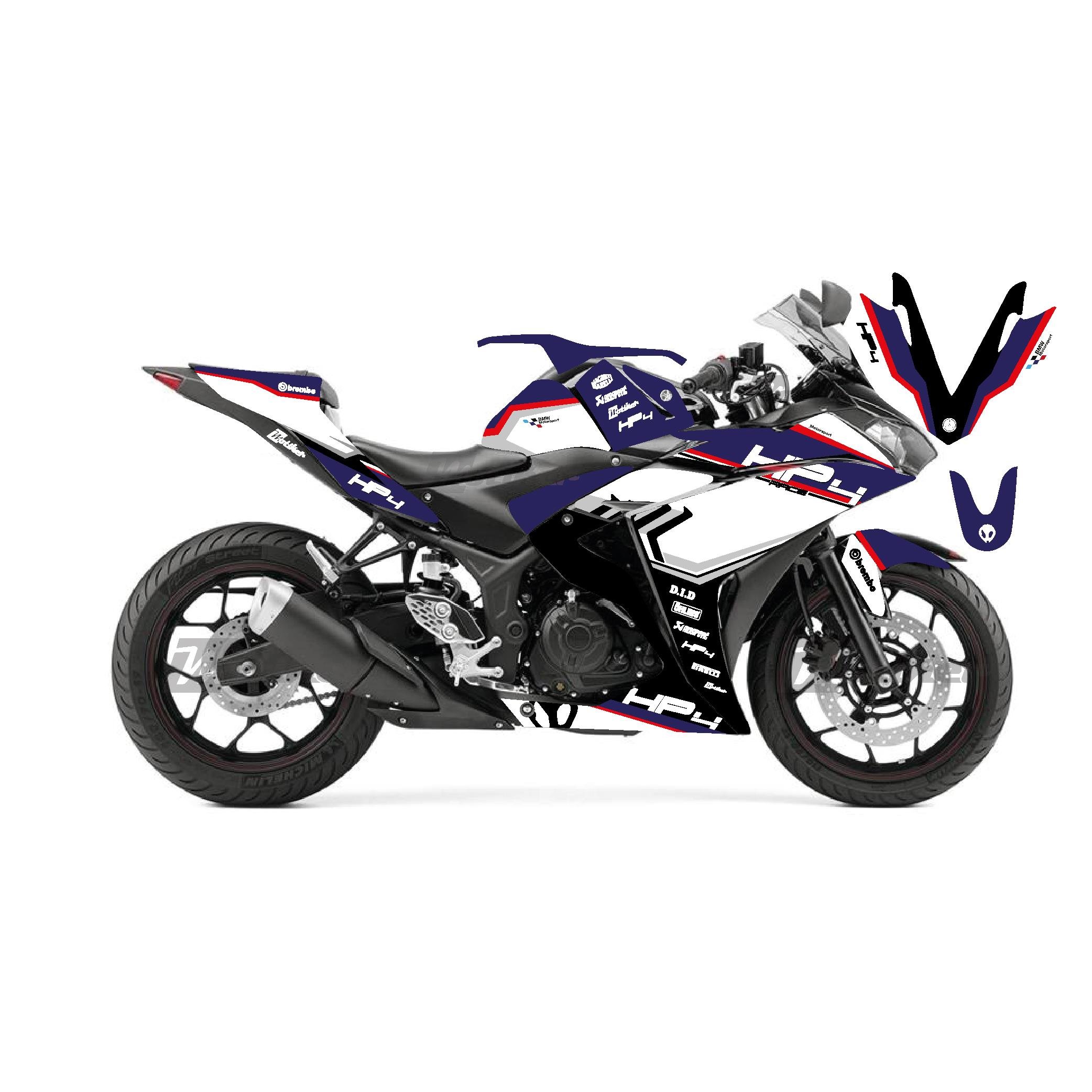 Yamaha R25 HP4 Bmw Tasarım Sticker Etiket Modeli