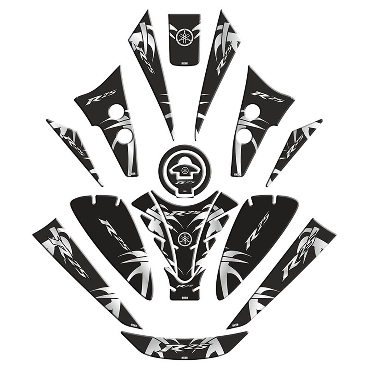 Yamaha R25  Kırmızı Desenli Tank Pad Takım