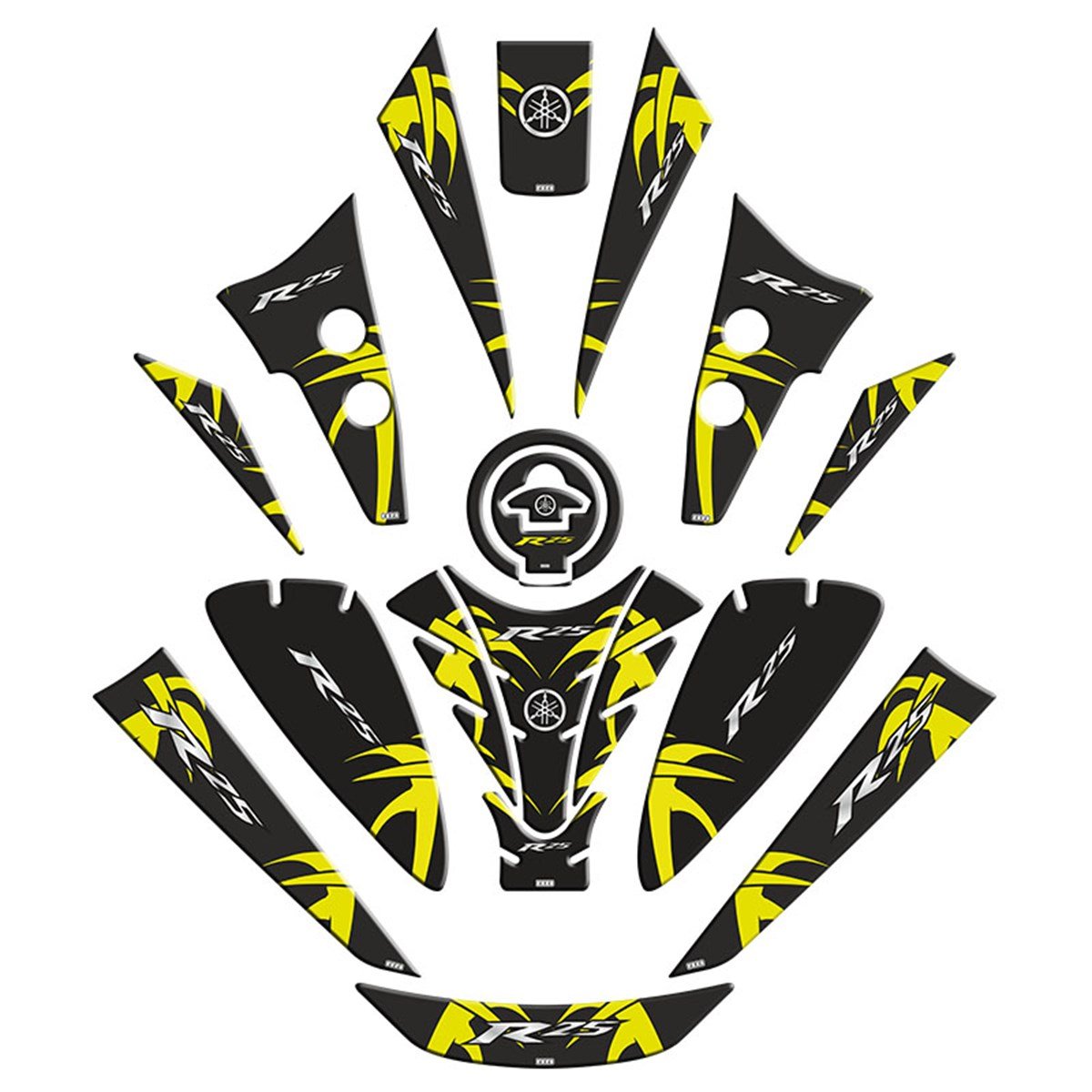 Yamaha R25  Kırmızı Desenli Tank Pad Takım