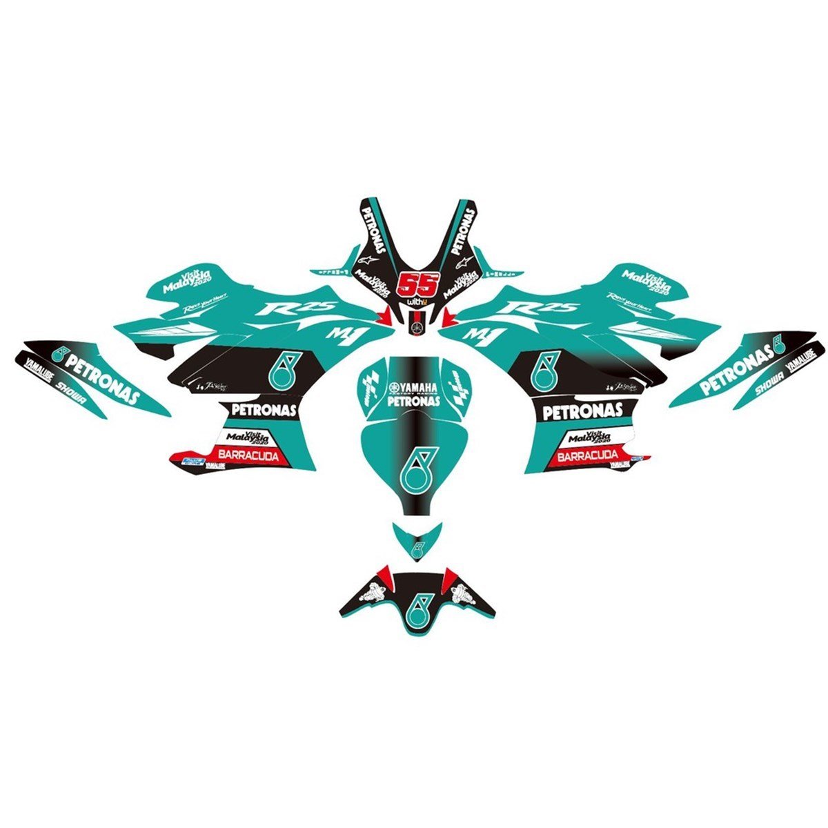 Yamaha R25 Petronas Sticker Etiket Modeli 2019-2022