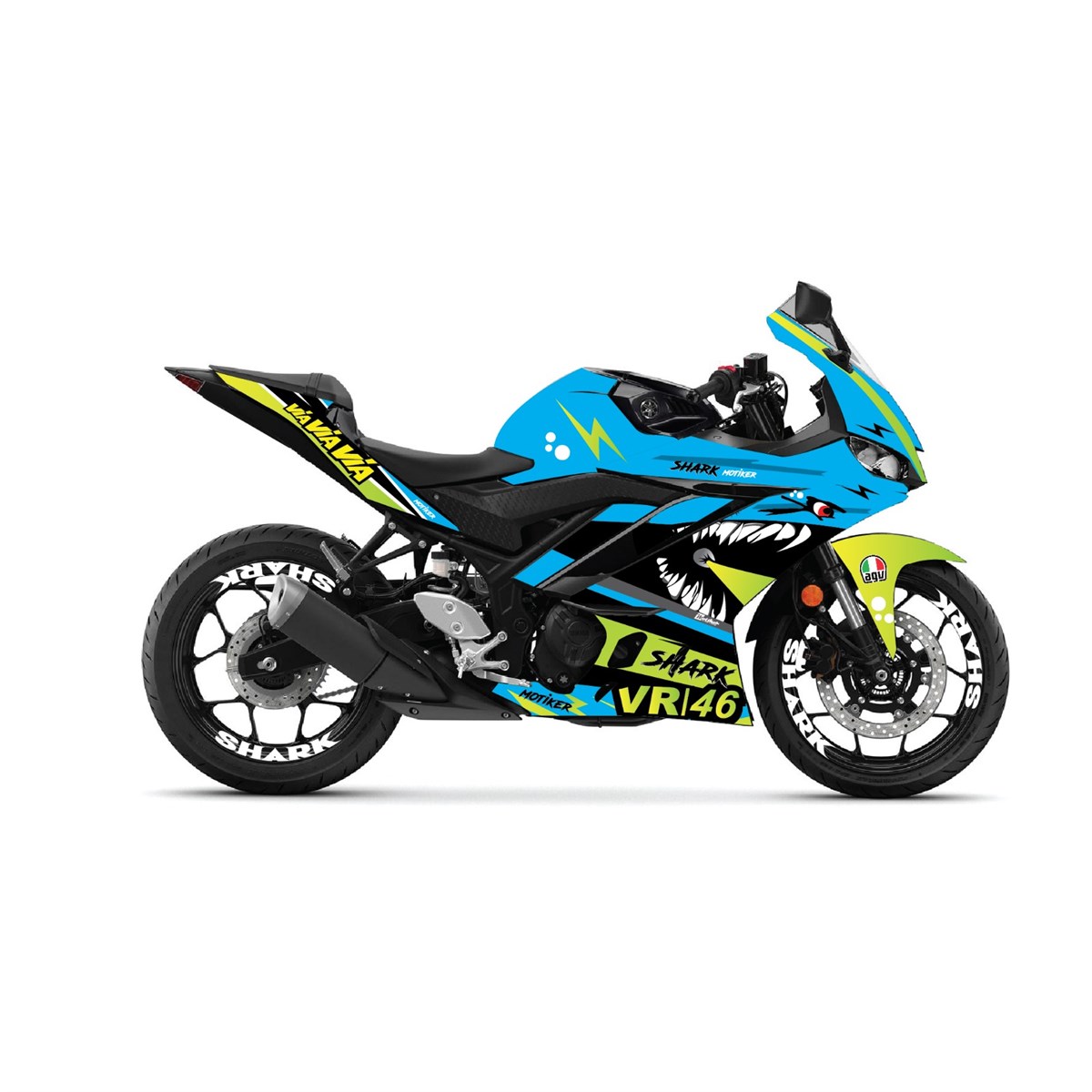Yamaha R25 VR46 Shark Takım ve Jant Sticker Etiket Modeli