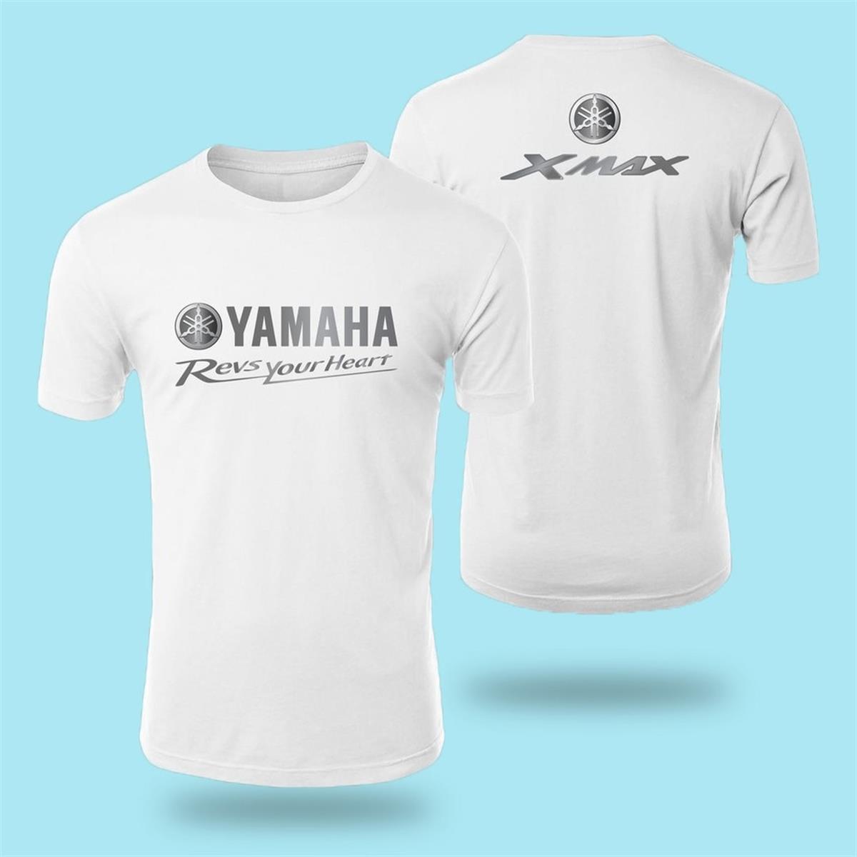 Yamaha Revs Your Heart Beyaz Baskılı Tshirt Modeli