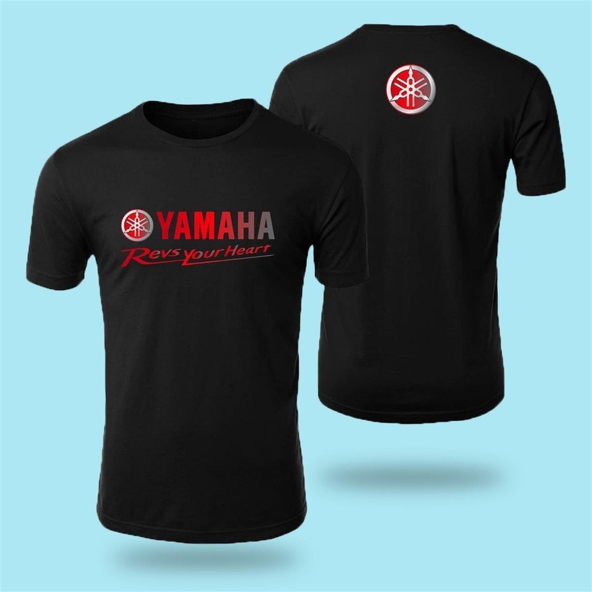 Yamaha Revs your Heart Beyaz Baskılı Tshirt Modeli