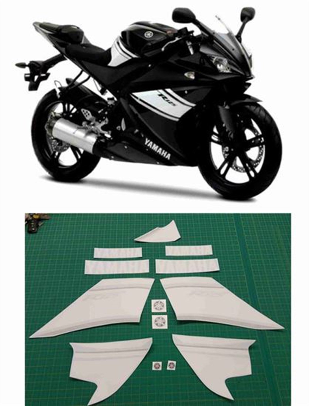 Yamaha Siyah YZF R125 Takım Sticker Etiket Modeli