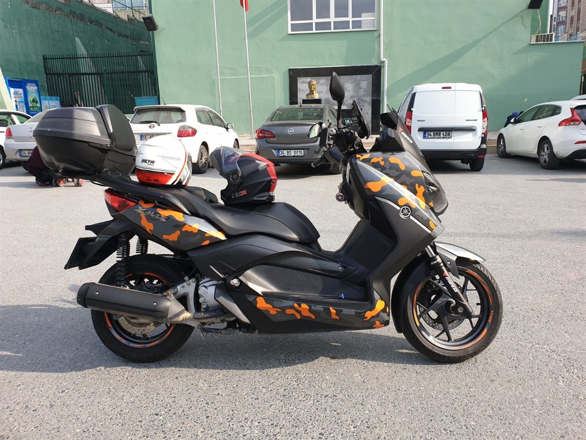 YAMAHA X-MAX NEON TURUNCU KAMUFLAJ TAKIM STİCKER MODELİ