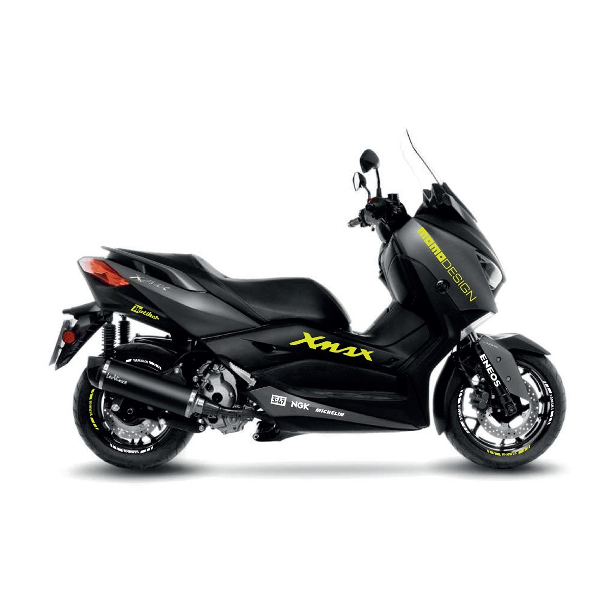 Yamaha XMAX Beyaz Neon Sarı Momo Design Sticker Etiket Modeli