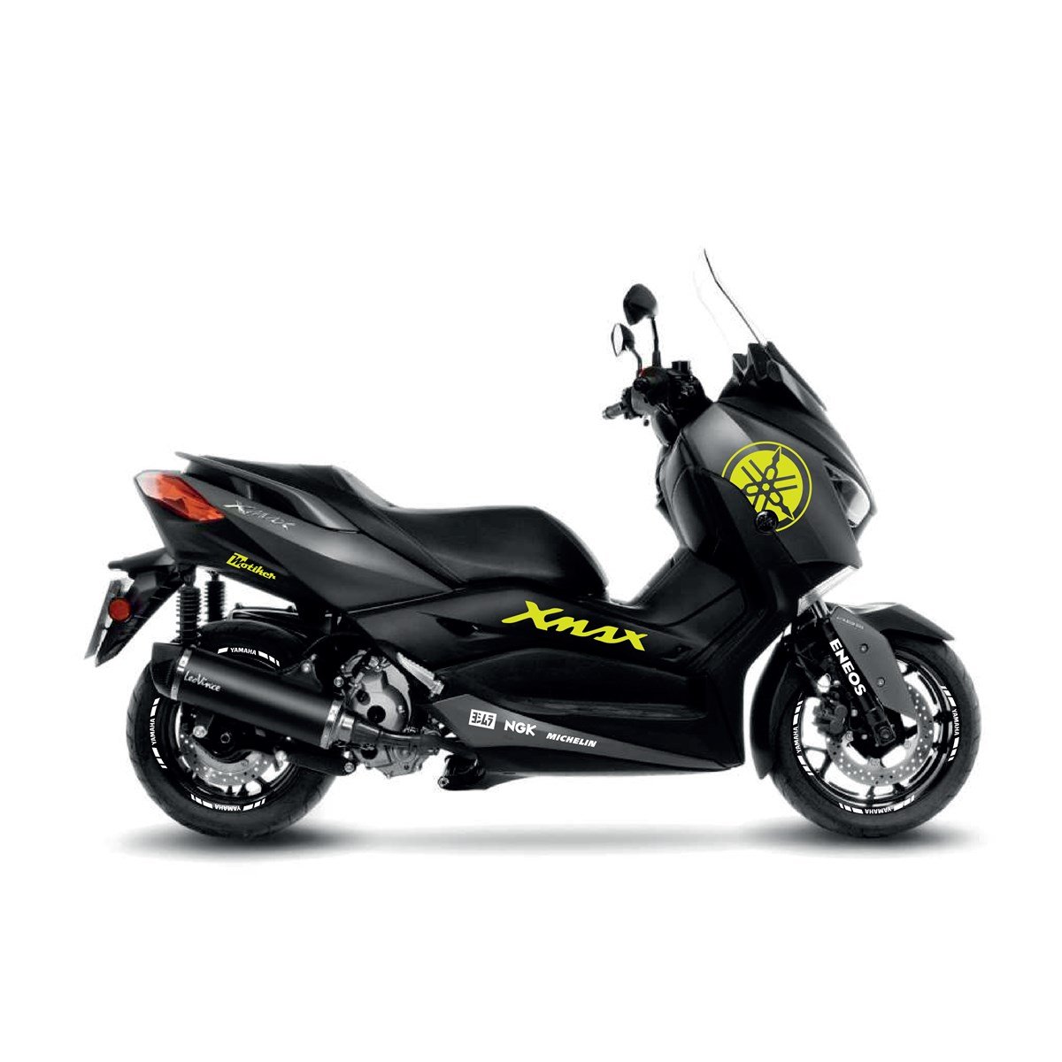 Yamaha XMAX Beyaz Neon Sarı Sticker Etiket Modeli