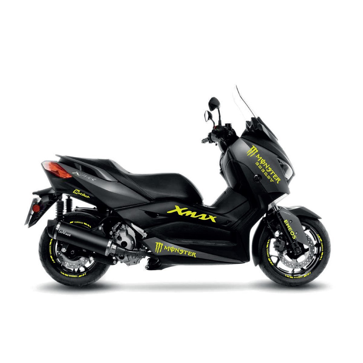 Yamaha XMAX Neon Sarı Monster Energy Sticker Etiket Modeli