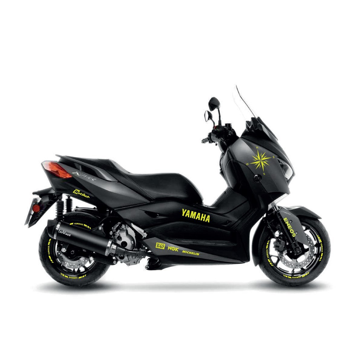Yamaha XMAX Neon Sarı Pusula Sticker Etiket Modeli