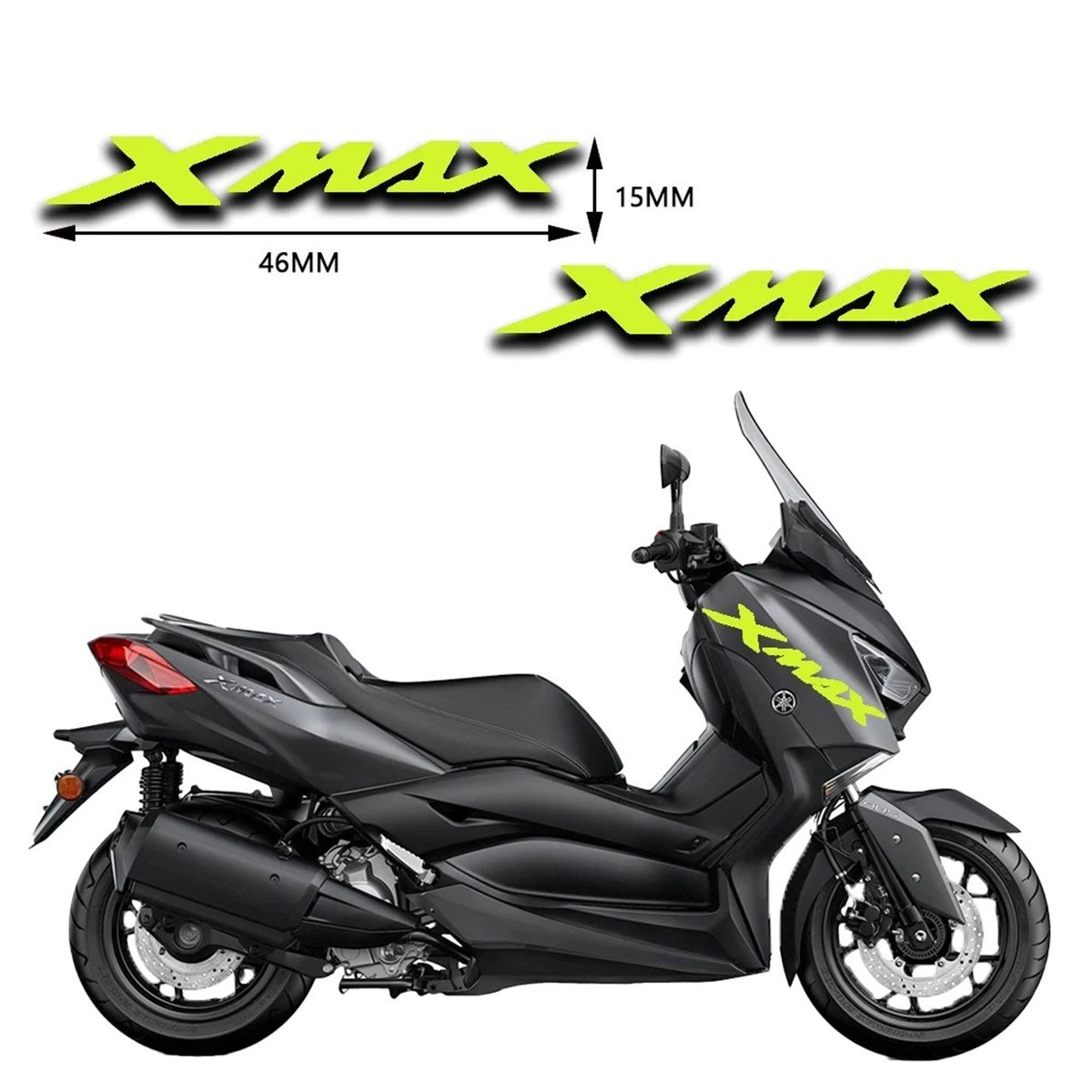 Yamaha Xmax Neon Sarı Yazı Sticker Modeli