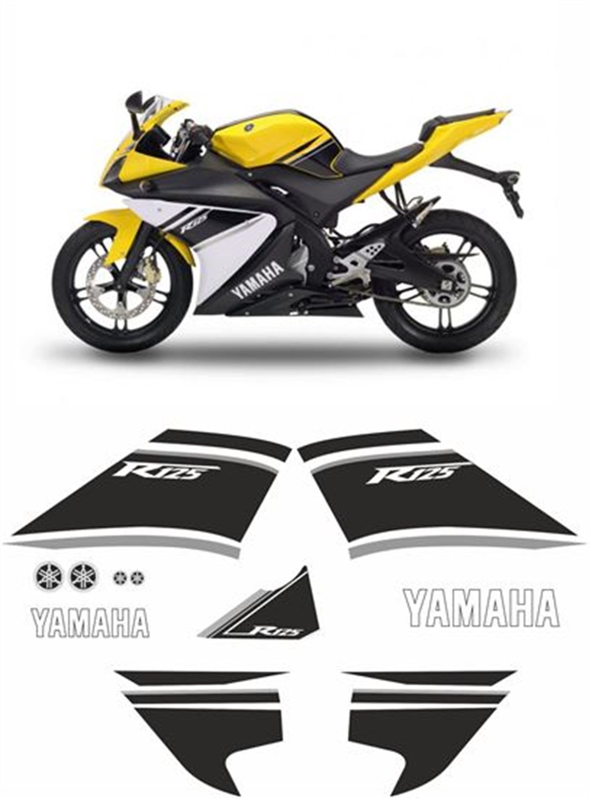 Yamaha YZF 125R 2008 Takım Sticker Etiket Modeli