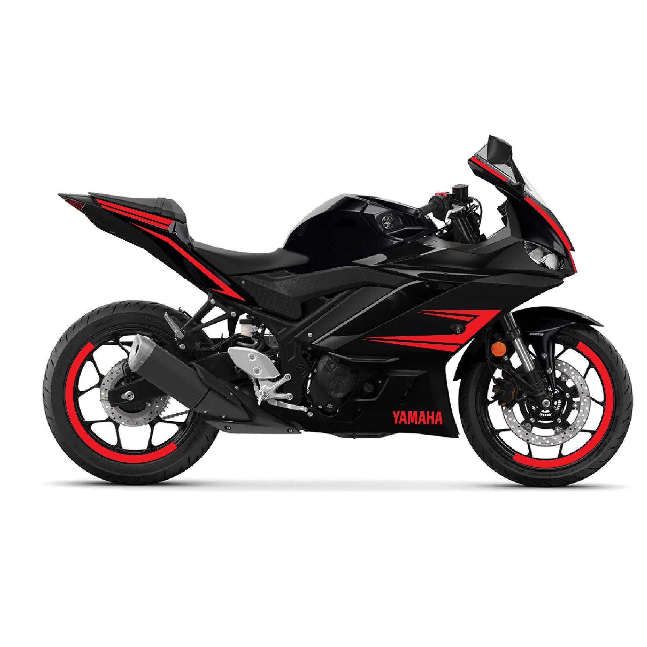YAMAHA YZF-R25 2019-2024 Divided Triangle Tasarım Motosiklet Sticker Etiket Modeli Kırmızı