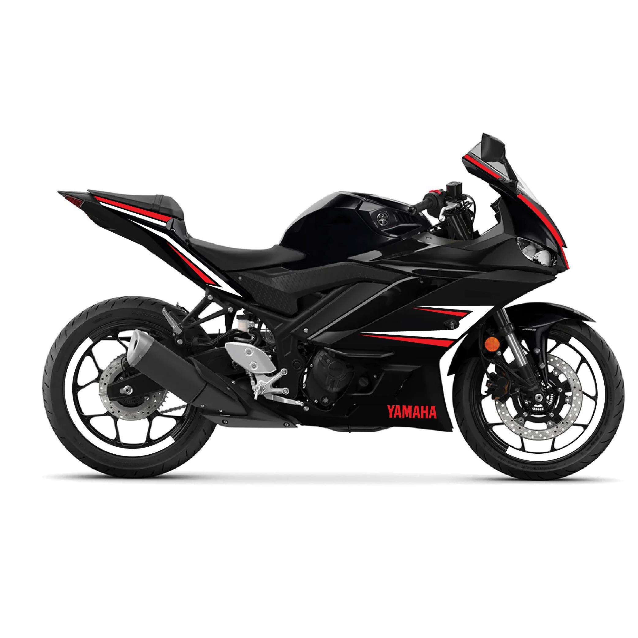 YAMAHA YZF-R25 2019-2024 Divided Triangle Tasarım Motosiklet Sticker Etiket Modeli Kırmızı-Beyaz
