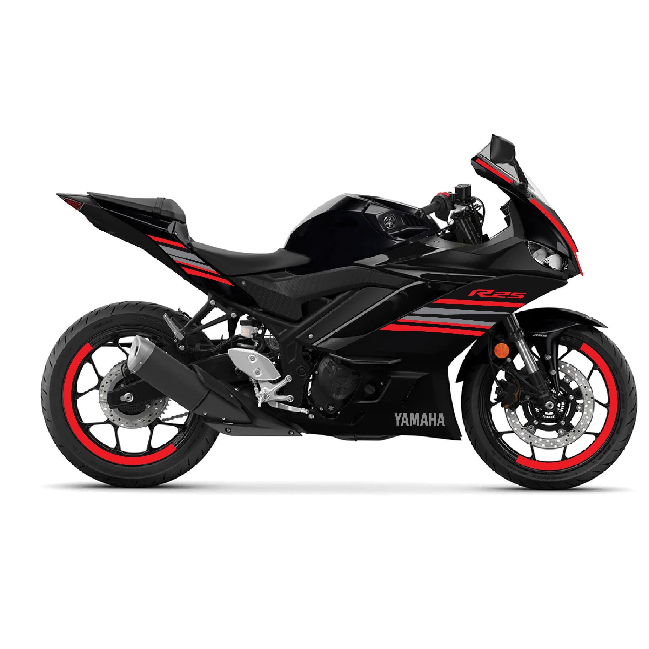 YAMAHA YZF-R25 2019-2024 LINE17 Tasarım Motosiklet Sticker Etiket Modeli 2
