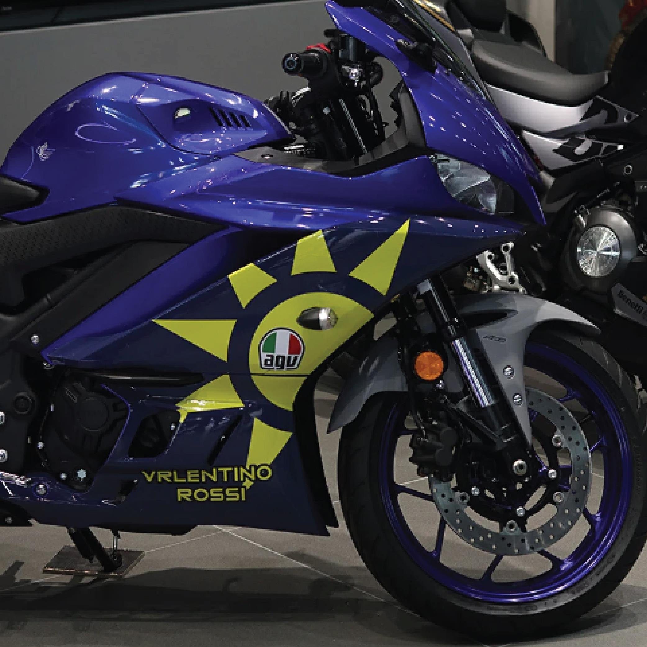 YAMAHA YZF-R25 2019-2024 Valentino Rossi Sunny Tasarım Motosiklet Sticker Etiket Modeli