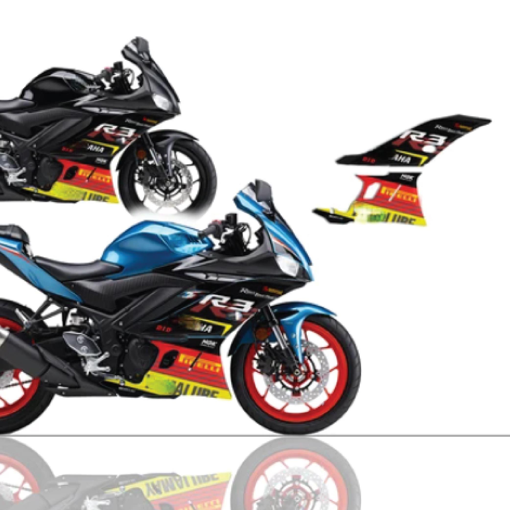 YAMAHA YZF-R25 2019-2024 YAMALUBE Fox Red Tasarım Motosiklet Sticker Etiket Modeli