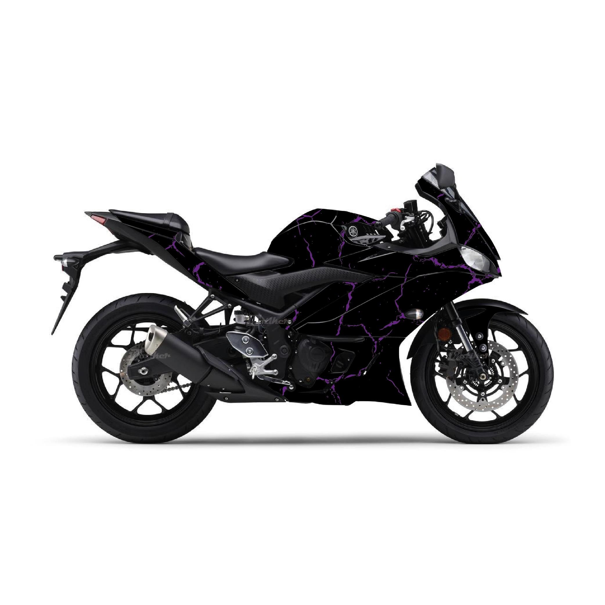 R25Yamaha YZF R25 2019 Sticker Şimşek Desen Kaplama Sticker Etiket Modeli  Mor