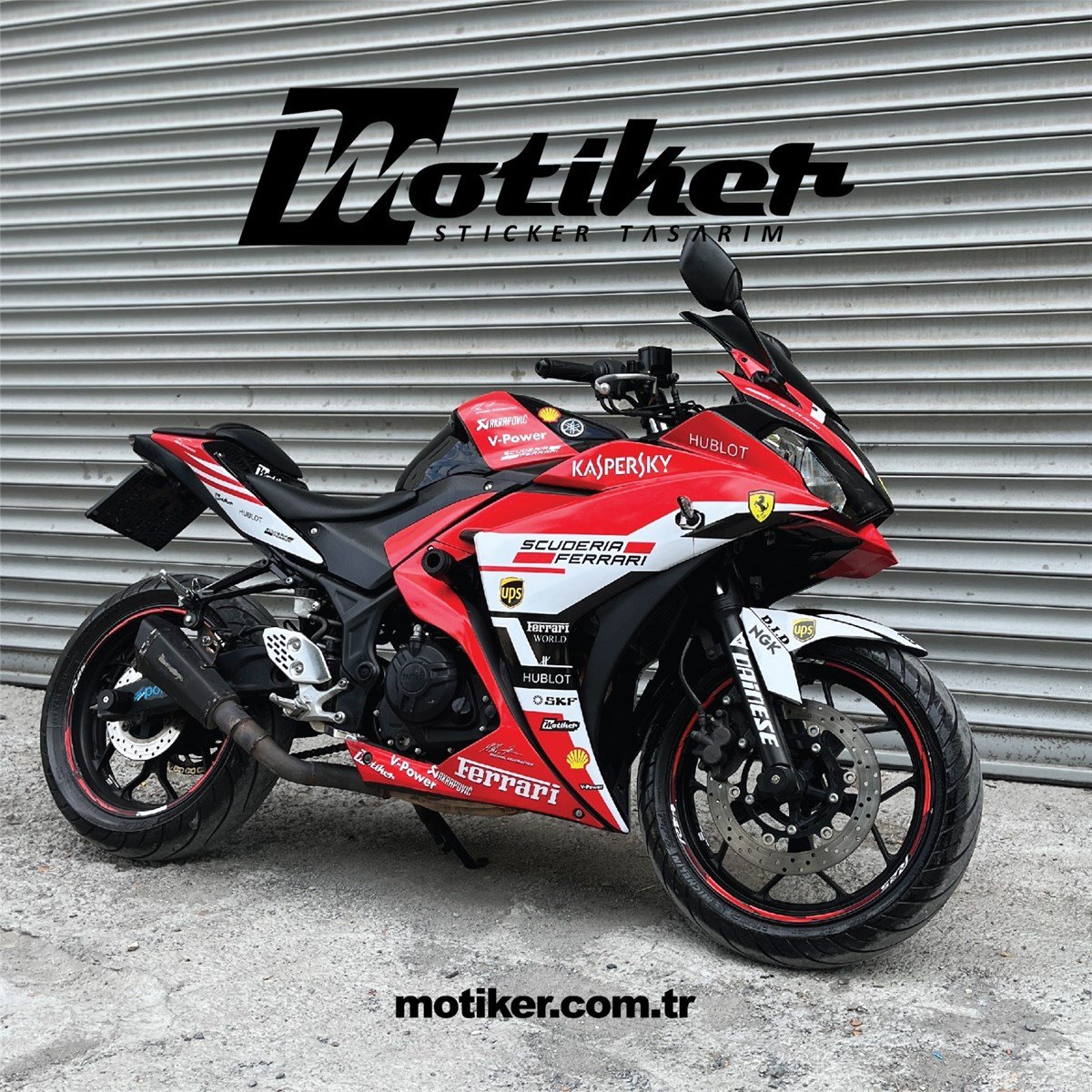 Yamaha YZF R25 Ferrari Tasarım Parçalı Sticker Kaplama Etiket Modeli 