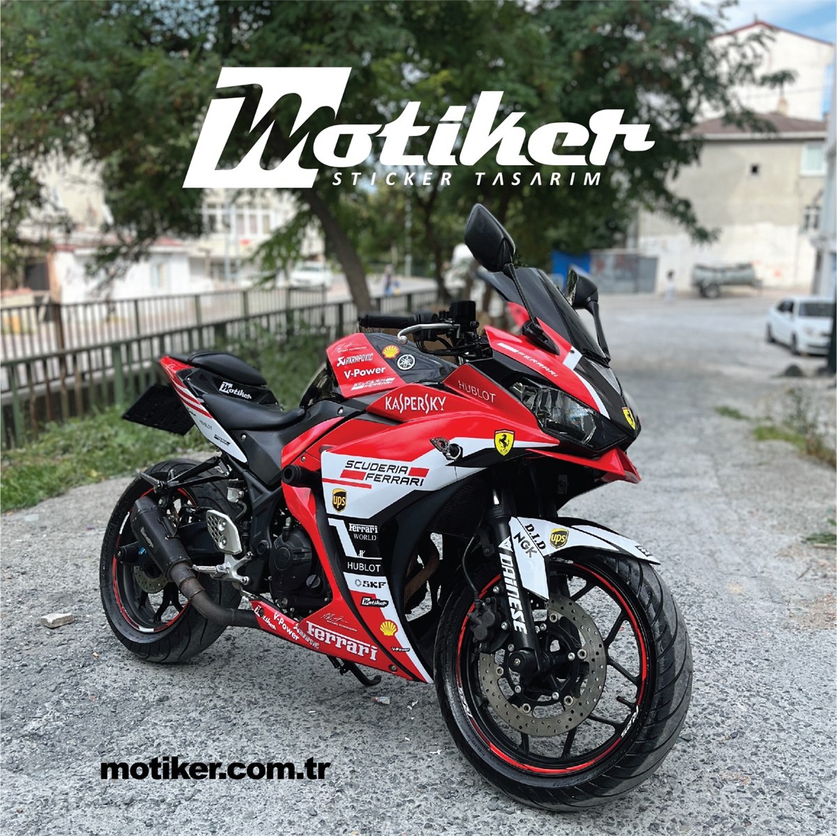 Yamaha YZF R25 Ferrari Tasarım Parçalı Sticker Kaplama Etiket Modeli 