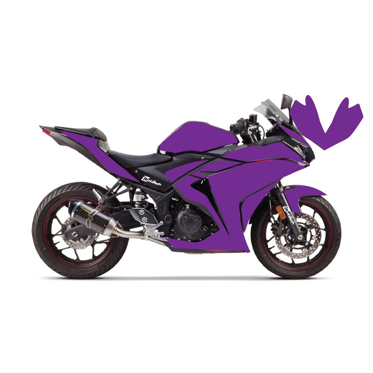 Yamaha YZF R25 Kırmızı Parçalı Full Tek Renk Mor Kaplama