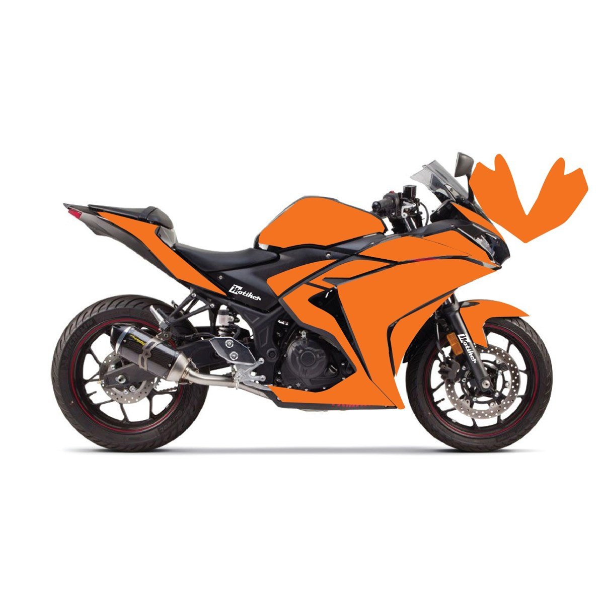 Yamaha YZF R25 Kırmızı Parçalı Full Tek Renk Turuncu Kaplama