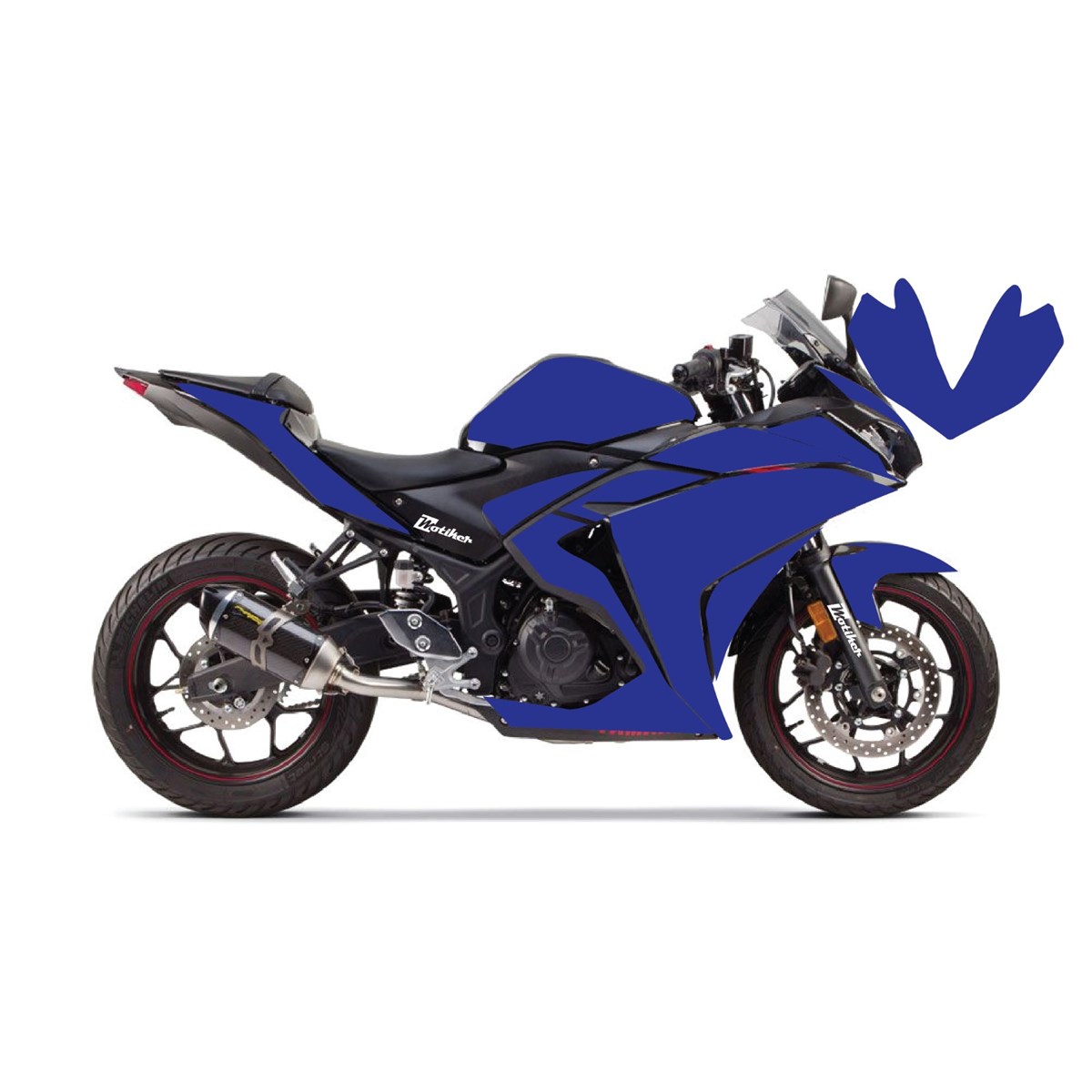 Yamaha YZF R25 Kırmızı Parçalı Full Tek Renk Lacivert Kaplama