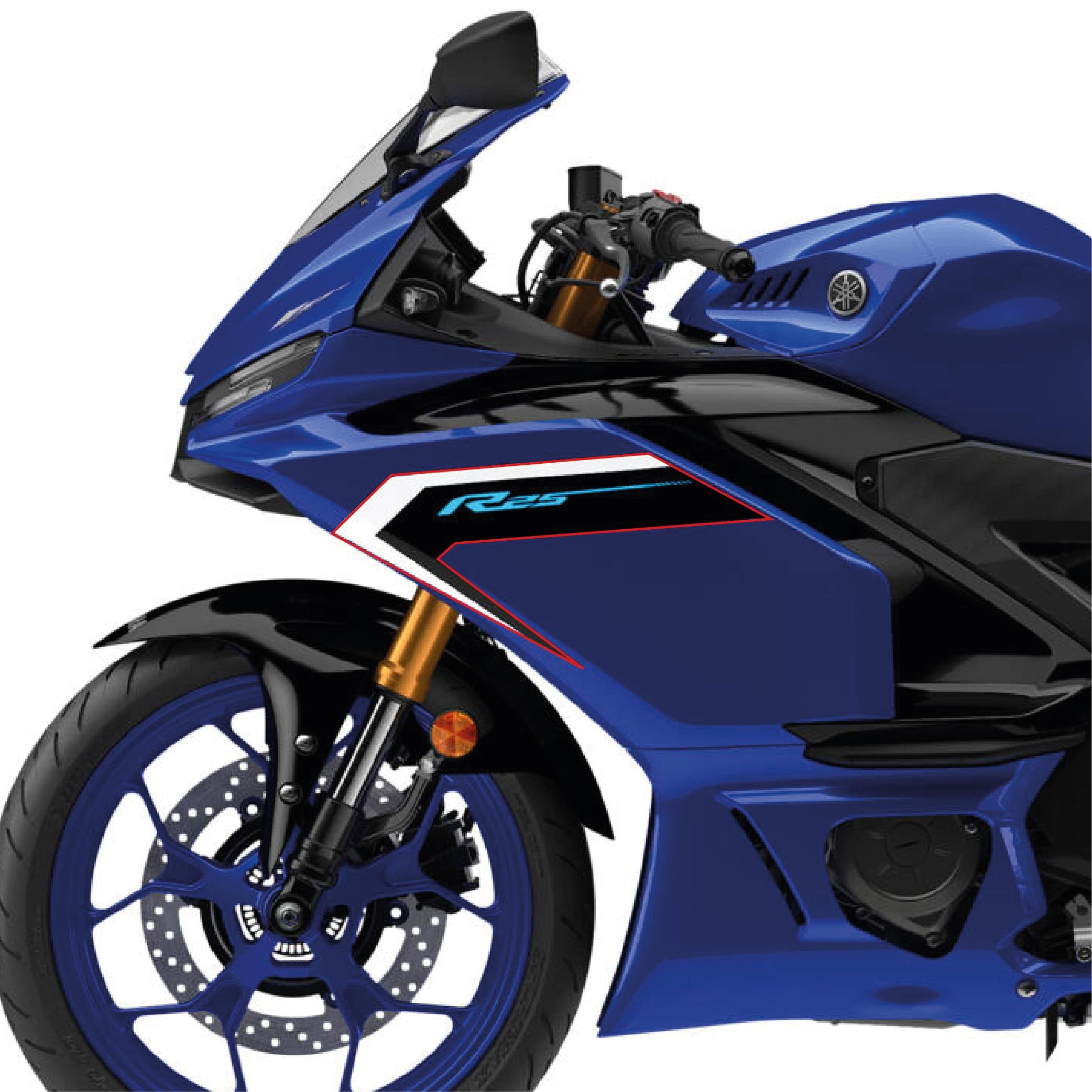 MotosikletYamaha YZF R25 Mavi 2025 Model Orjinal Sol Yan Grenaj Sticker