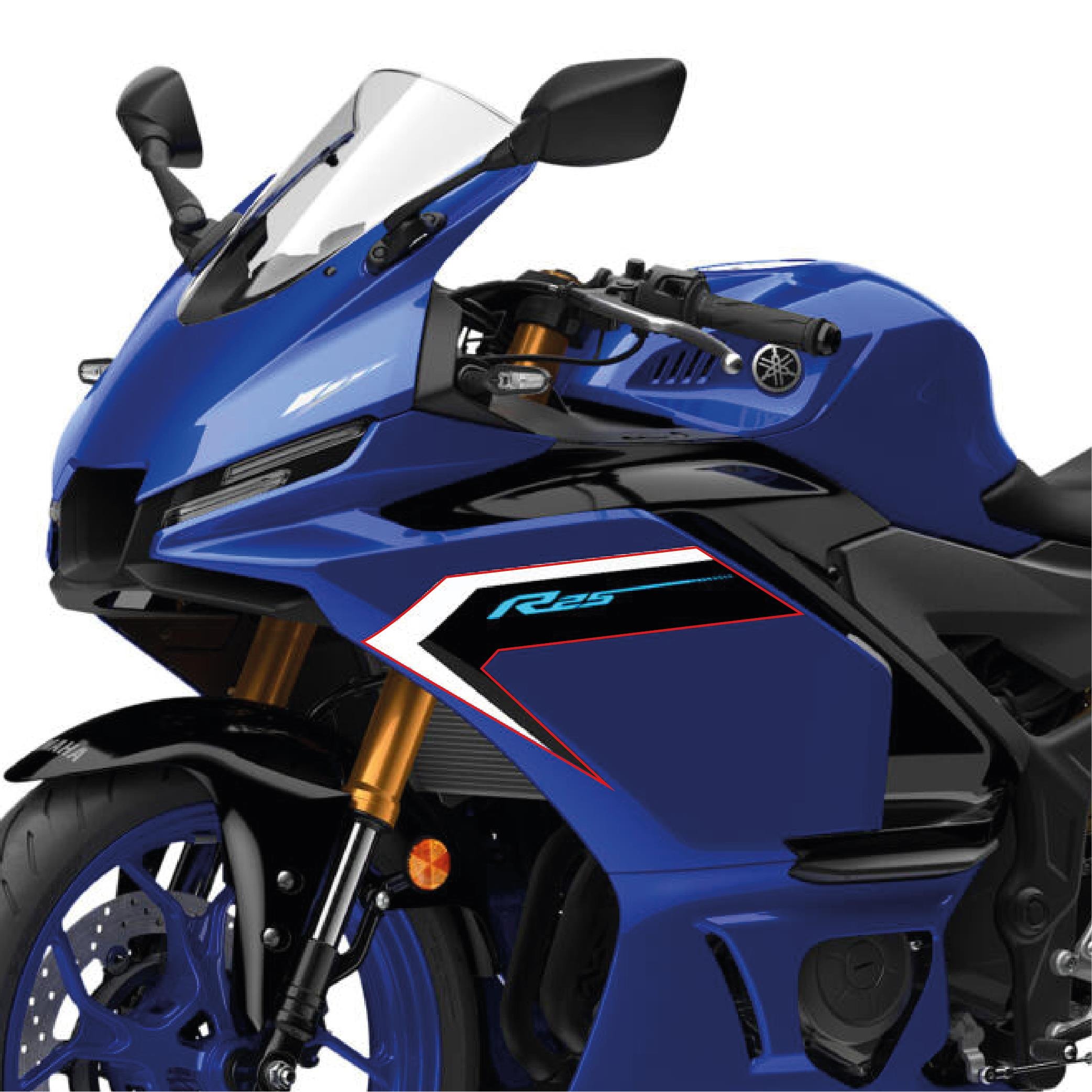 MotosikletYamaha YZF R25 Mavi 2025 Model Orjinal Sol Yan Grenaj Sticker