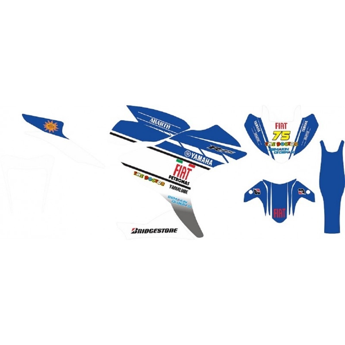 Yamaha Yzf R25 Mavi Beyaz Fiat Sticker Tasarım
