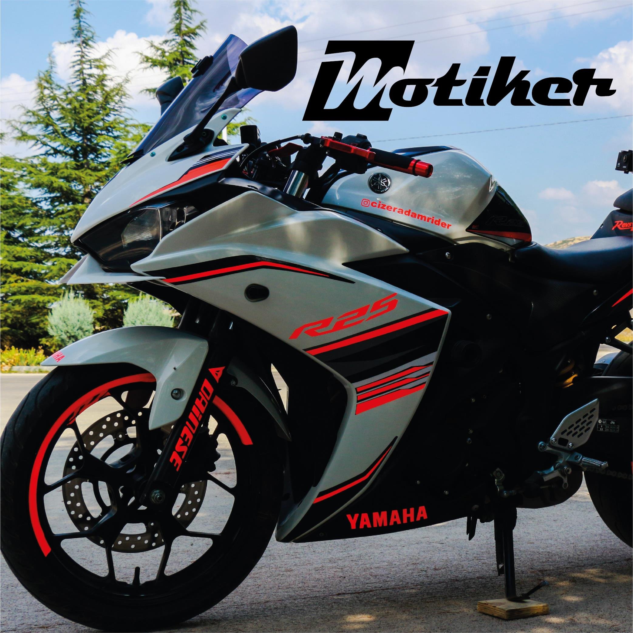 Yamaha YZF R25 Orjinal Neon Turuncu Sticker Etiket Modeli 2017
