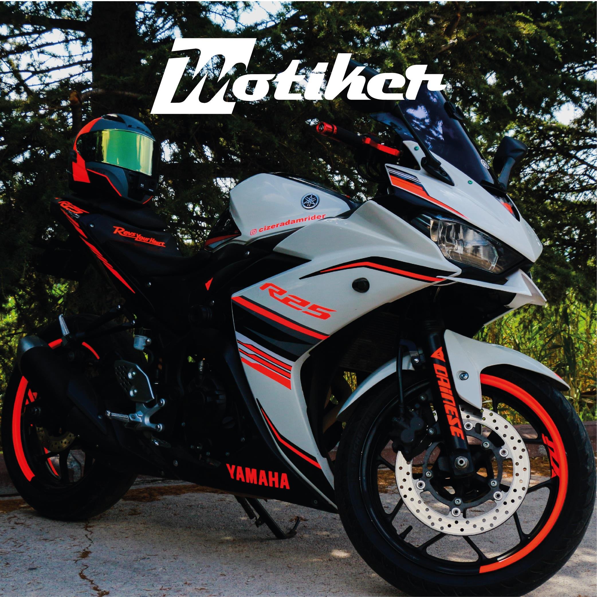 Yamaha YZF R25 Orjinal Neon Turuncu Sticker Etiket Modeli 2017