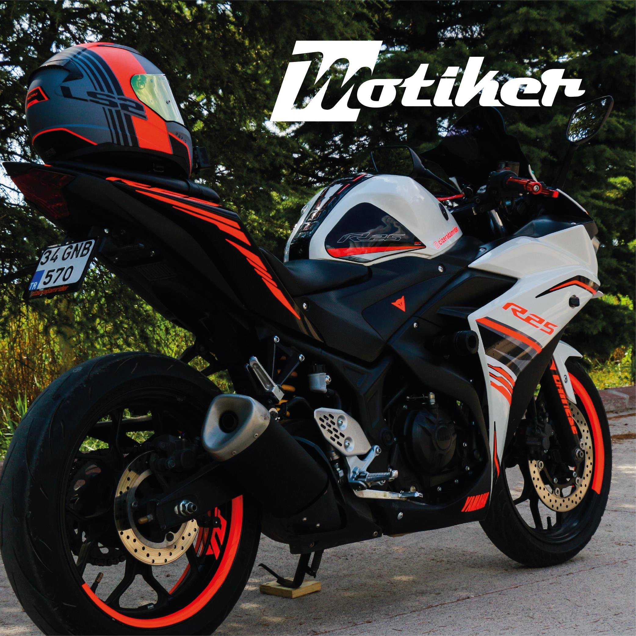 Yamaha YZF R25 Orjinal Neon Turuncu Sticker Etiket Modeli 2017