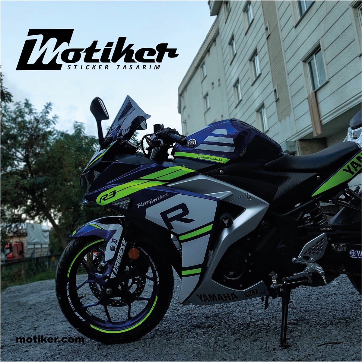 Yamaha YZF-R25 R Desing Neon Sarı Sticker Etiket Full Takım Modeli